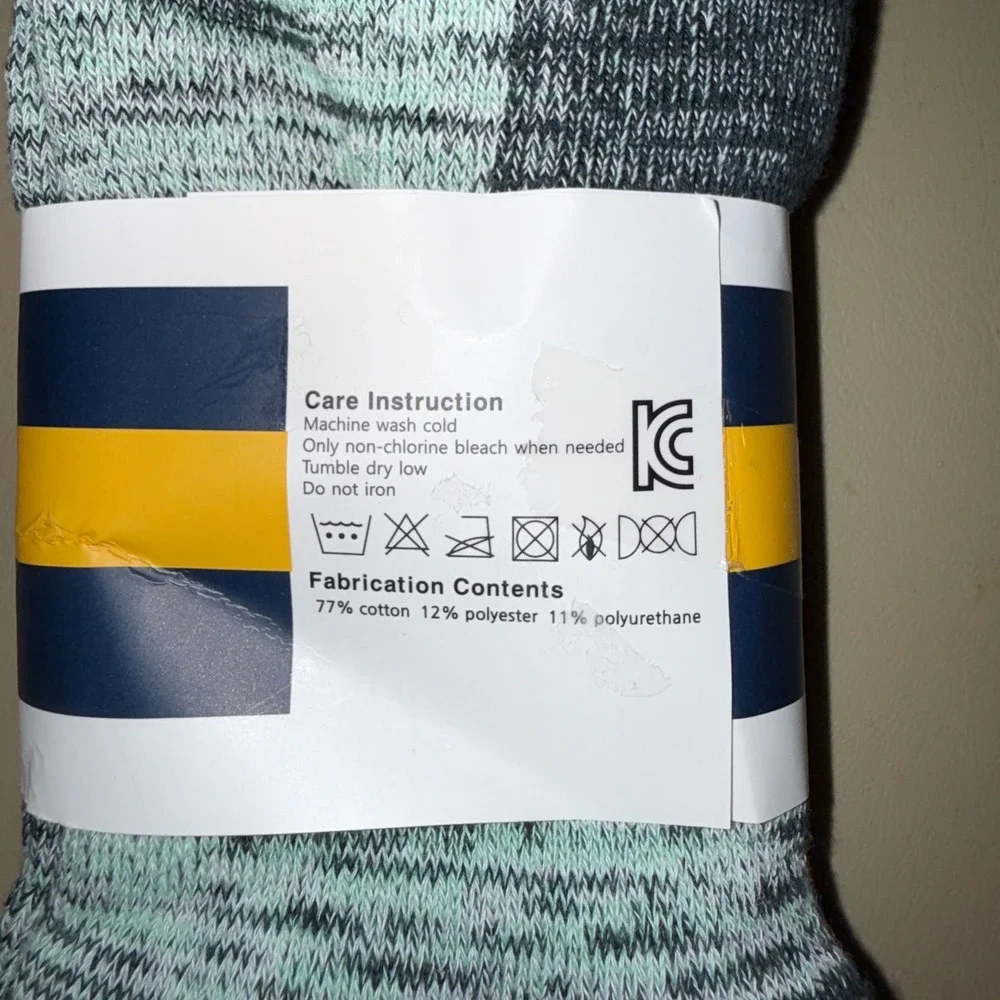 KONY SOCKS Mens Crew Socks‎ Marled Blue Mint Green Designed USA